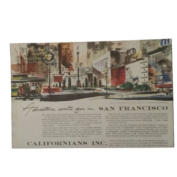 Vintage 1955 San Francisco Adventures Await Ad Advertisement - Picture 4 of 4